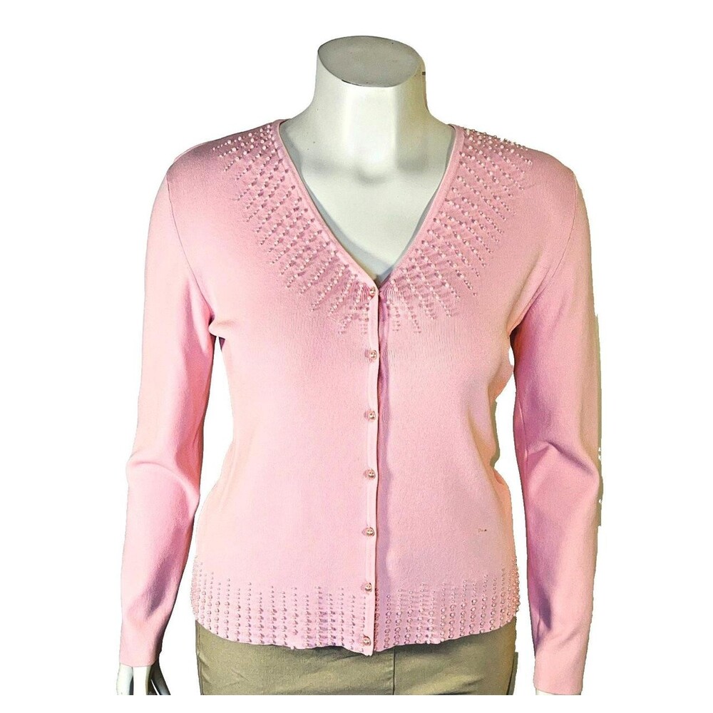 Belldini Women's Pink and White Cardigan
